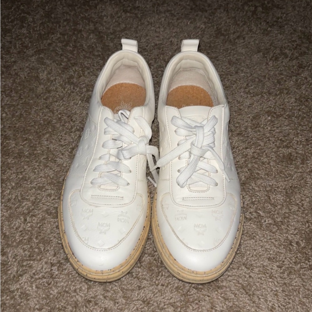 MCM Cream Lace-Up Sneakers